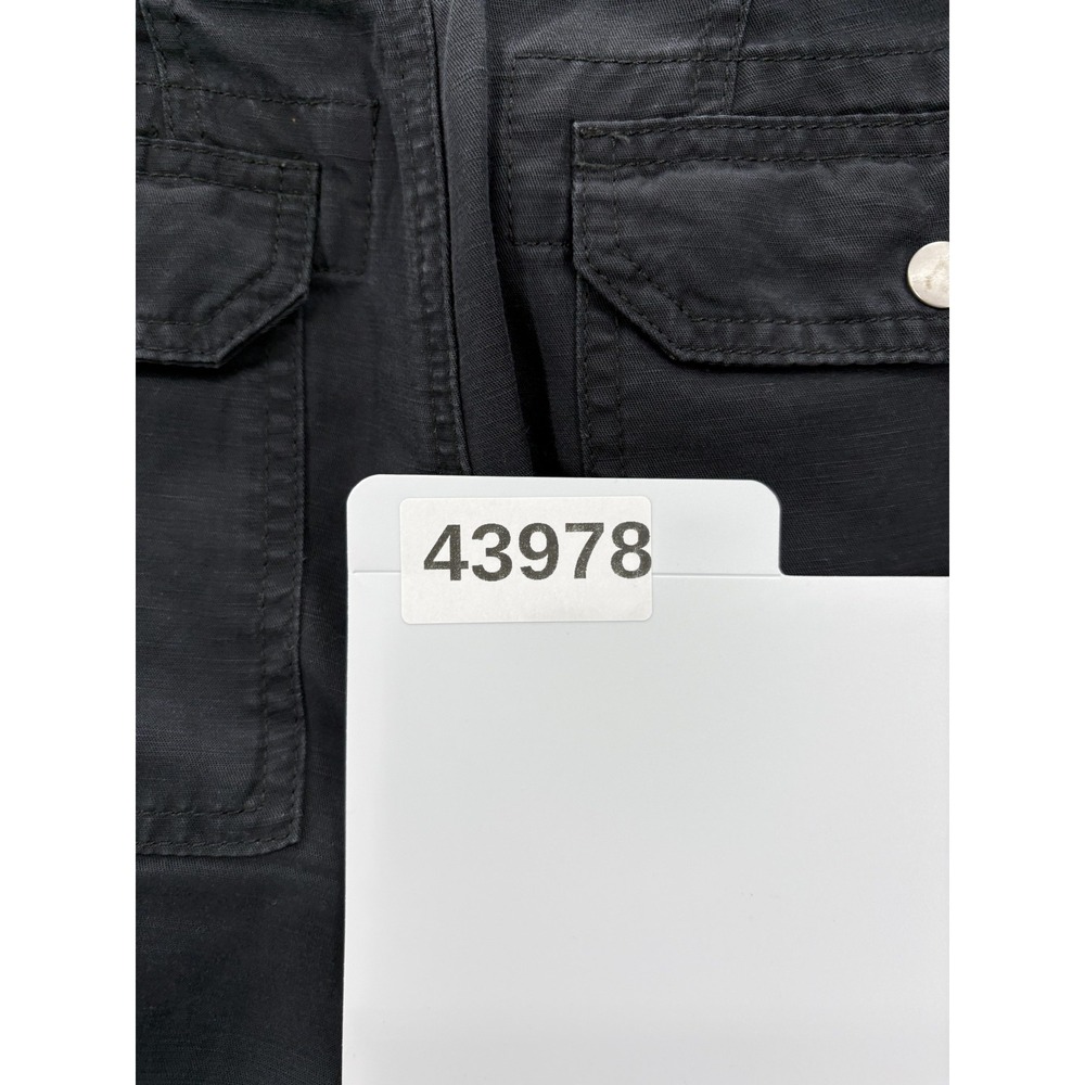 Anthropologie Aviator Cargo Pants Womens 2 Black Linen Blend Utility Taper Camp - Picture 15 of 15